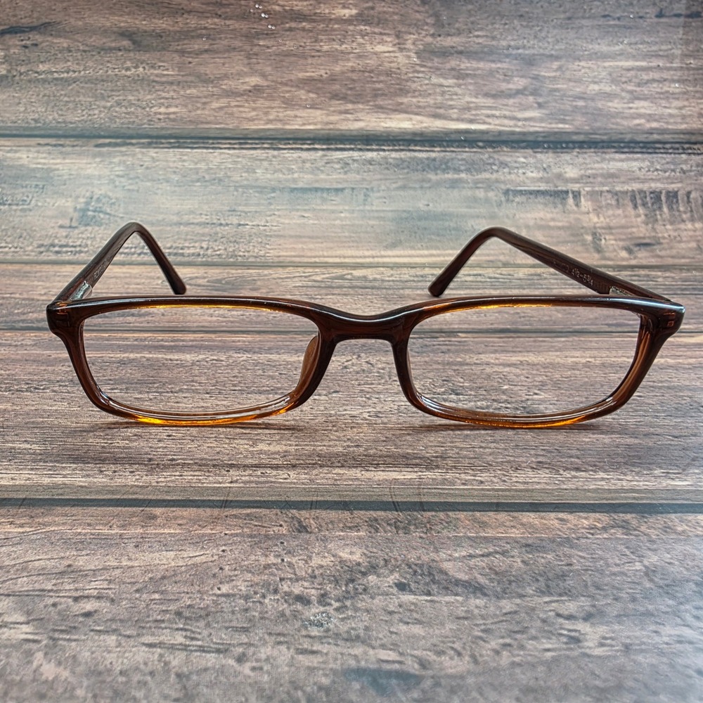 Romco Vintage Rectangular Eyeglasses Amber Brown Frames 4 1/2 - 5 3/4 Academic